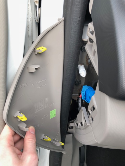 Removed panel with clips exposed